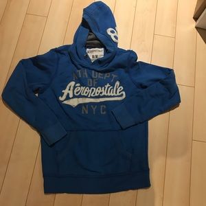 Cotton blend fleeced blue comfy hoodie